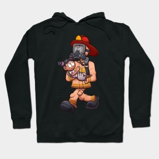 Cartoon Firefighter Saving Little Girl Hoodie